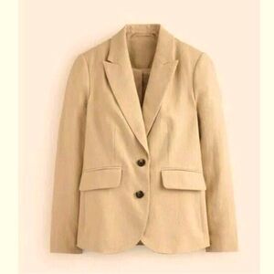 Boden Marylebone Tan Linen Blazer Classic Structured Design 12P